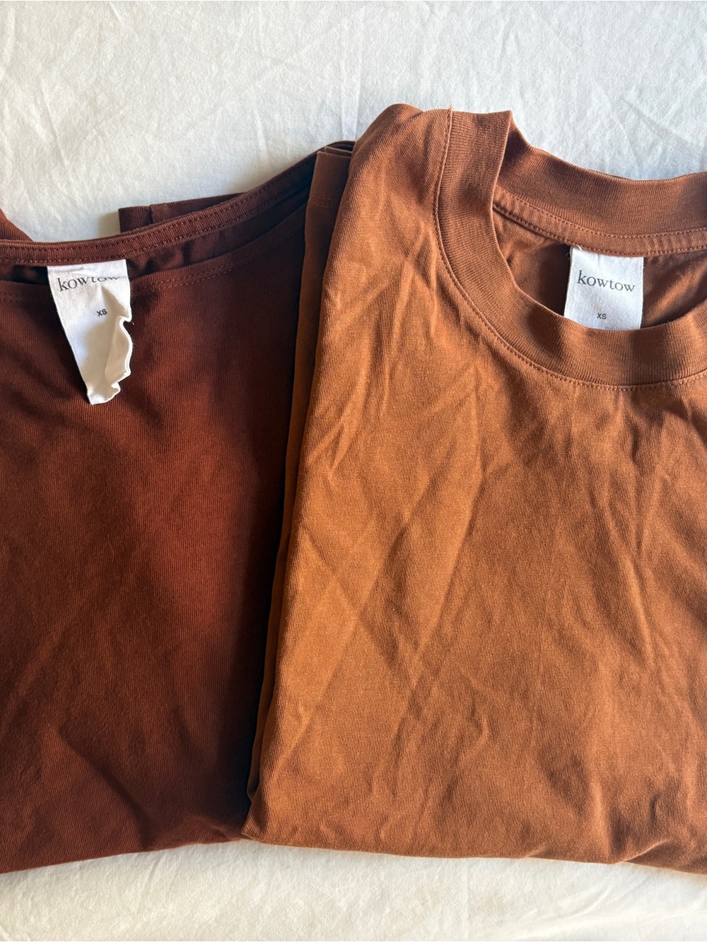 TWO Kowtow Women's Rusty Brown Cotton Tees